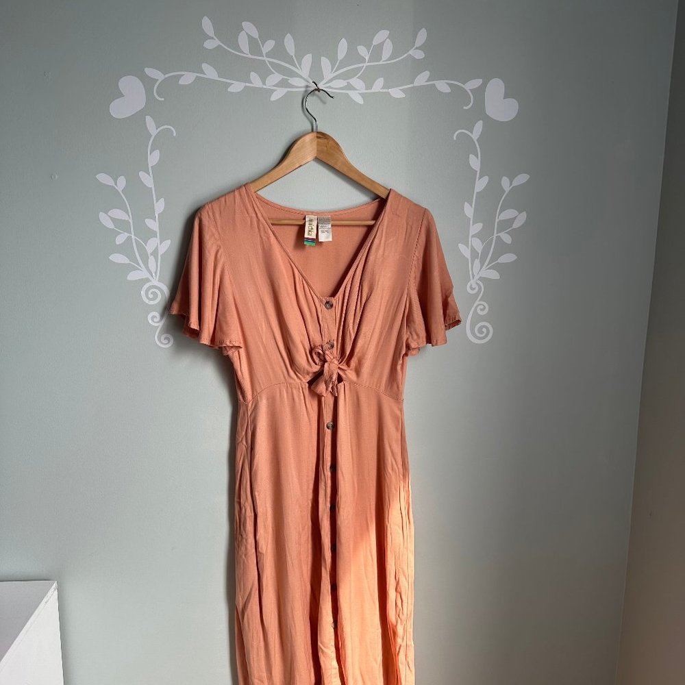Mimi Chica Cut Out Tie Midi Dress Button Down Size M